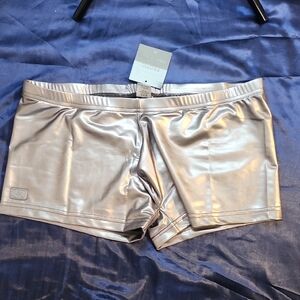 N2N Erotic Liquid Skin Shiny Silver Pleather Boxer Brief Extremely Rare